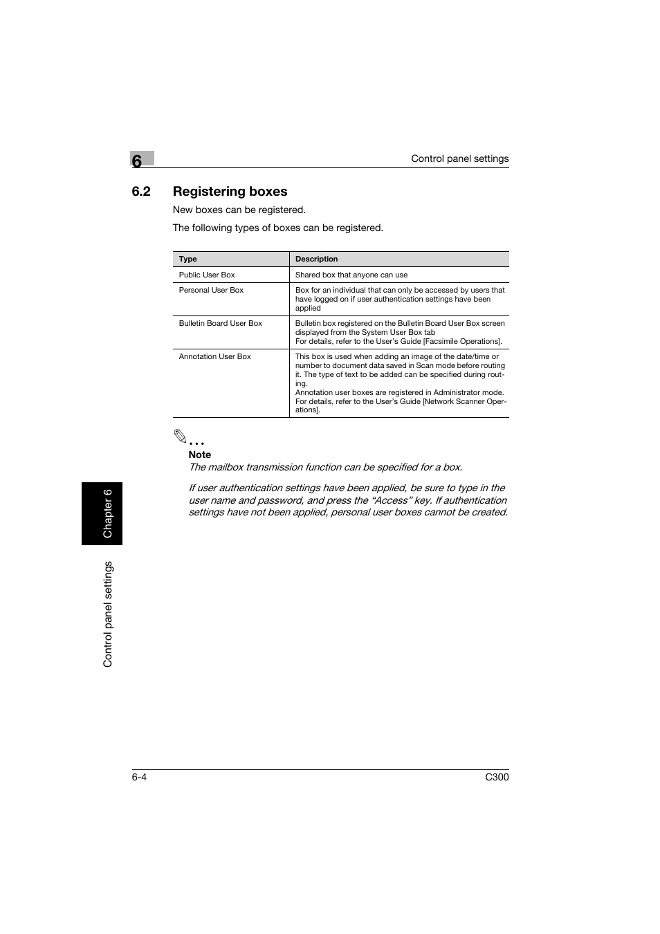 2 registering boxes, Registering boxes -4, P. 6-4 | Konica Minolta bizhub C300 User Manual | Page 133 / 198