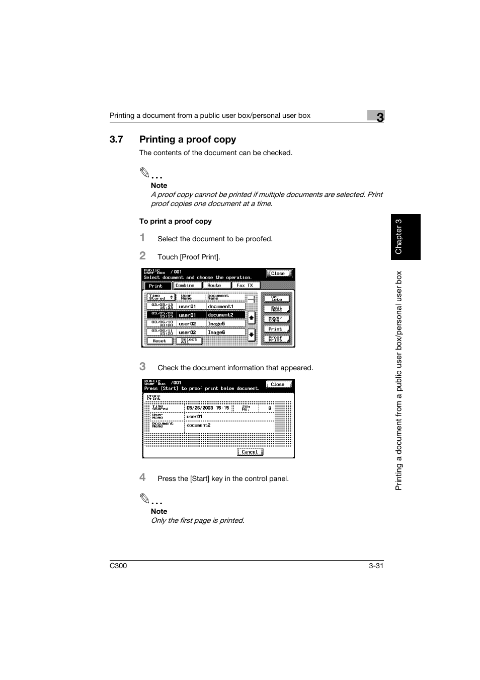 7 printing a proof copy, To print a proof copy, Printing a proof copy -31 | To print a proof copy -31 | Konica Minolta bizhub C300 User Manual | Page 68 / 198