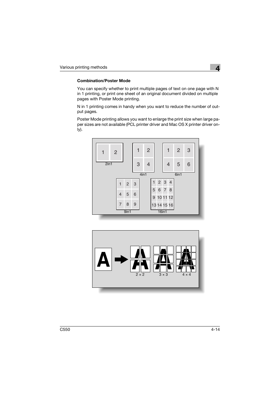 Combination/poster mode, Combination/poster mode -14 | Konica Minolta bizhub C550 User Manual | Page 129 / 400
