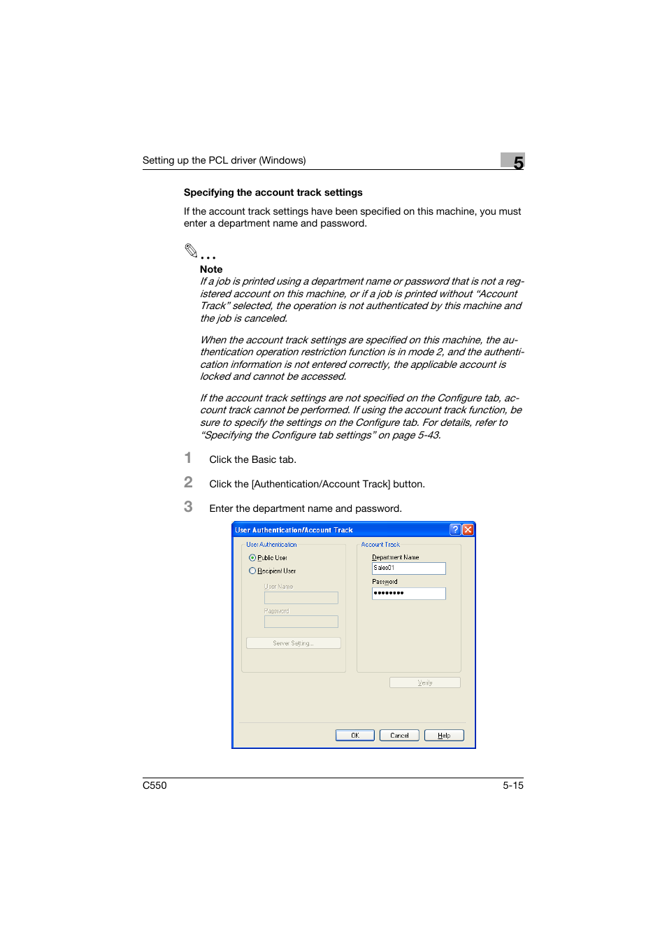 Specifying the account track settings, Specifying the account track settings -15 | Konica Minolta bizhub C550 User Manual | Page 158 / 400