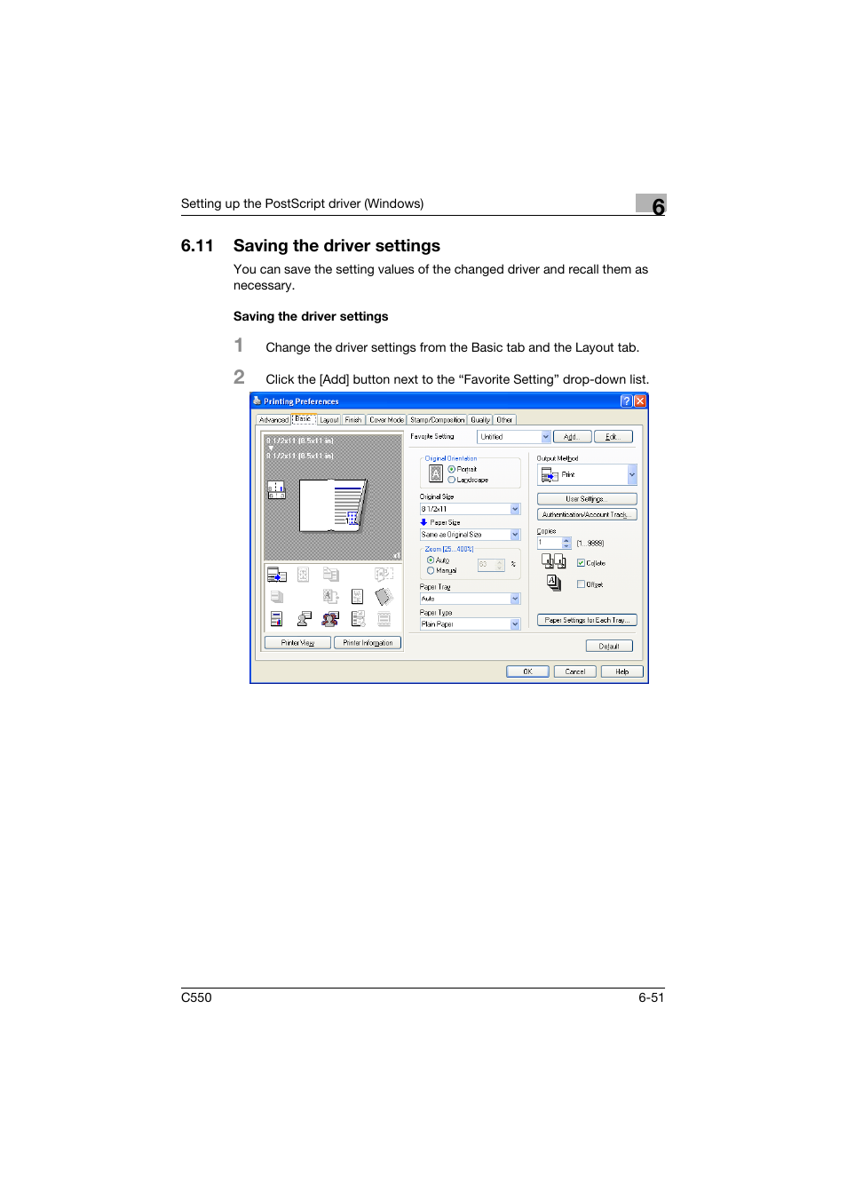 11 saving the driver settings, Saving the driver settings, Saving the driver settings -51 | Konica Minolta bizhub C550 User Manual | Page 248 / 400