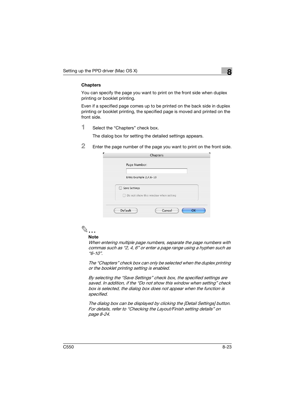 Chapters, Chapters -23 | Konica Minolta bizhub C550 User Manual | Page 288 / 400