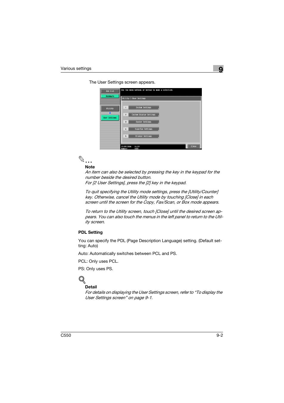 Pdl setting, Pdl setting -2 | Konica Minolta bizhub C550 User Manual | Page 311 / 400