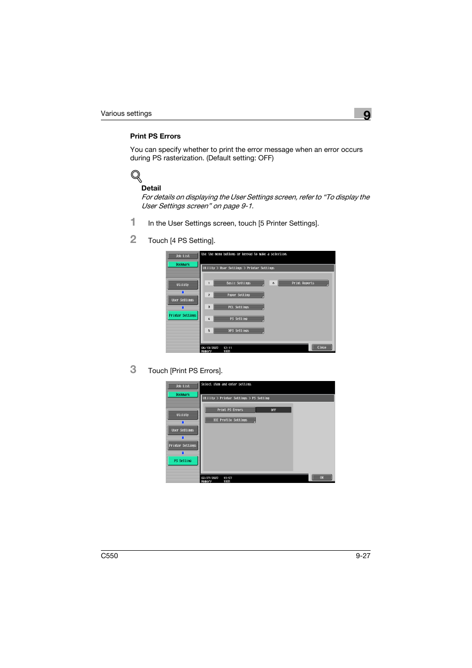 Print ps errors, Print ps errors -27 | Konica Minolta bizhub C550 User Manual | Page 336 / 400