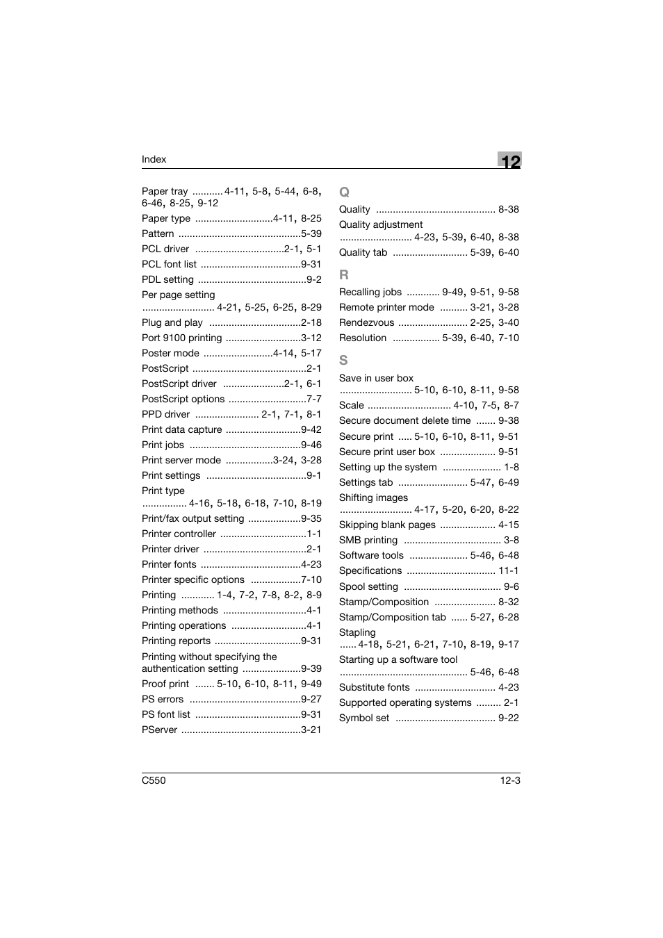 Q to s | Konica Minolta bizhub C550 User Manual | Page 398 / 400