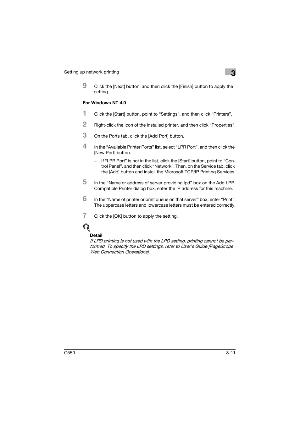 For windows nt 4.0, For windows nt 4.0 -11 | Konica Minolta bizhub C550 User Manual | Page 84 / 400