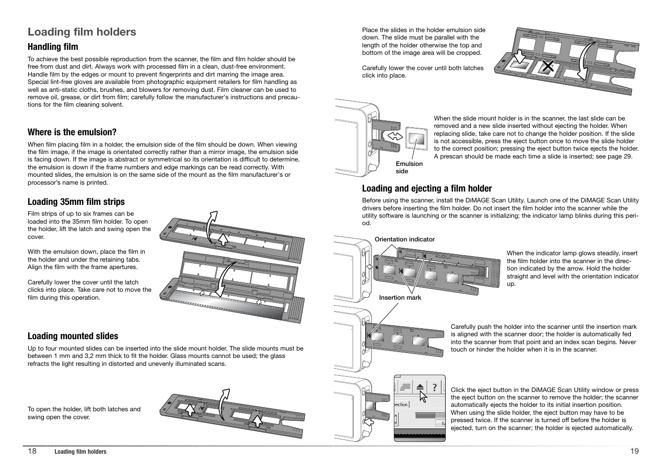 Loading film holders | Konica Minolta 5400 II User Manual | Page 10 / 38