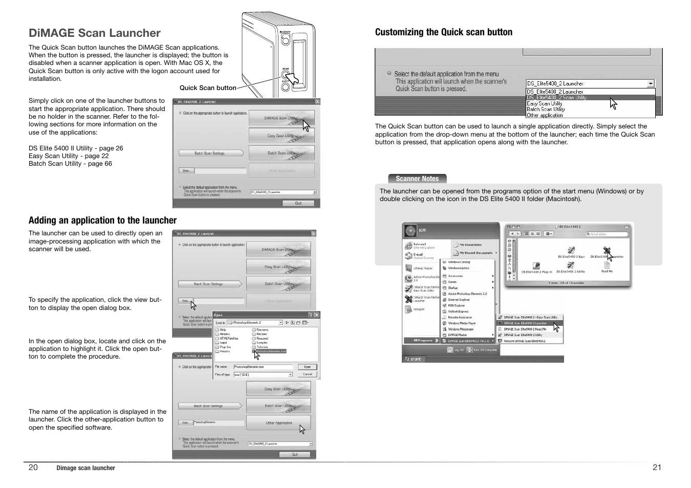 Dimage scan launcher | Konica Minolta 5400 II User Manual | Page 11 / 38