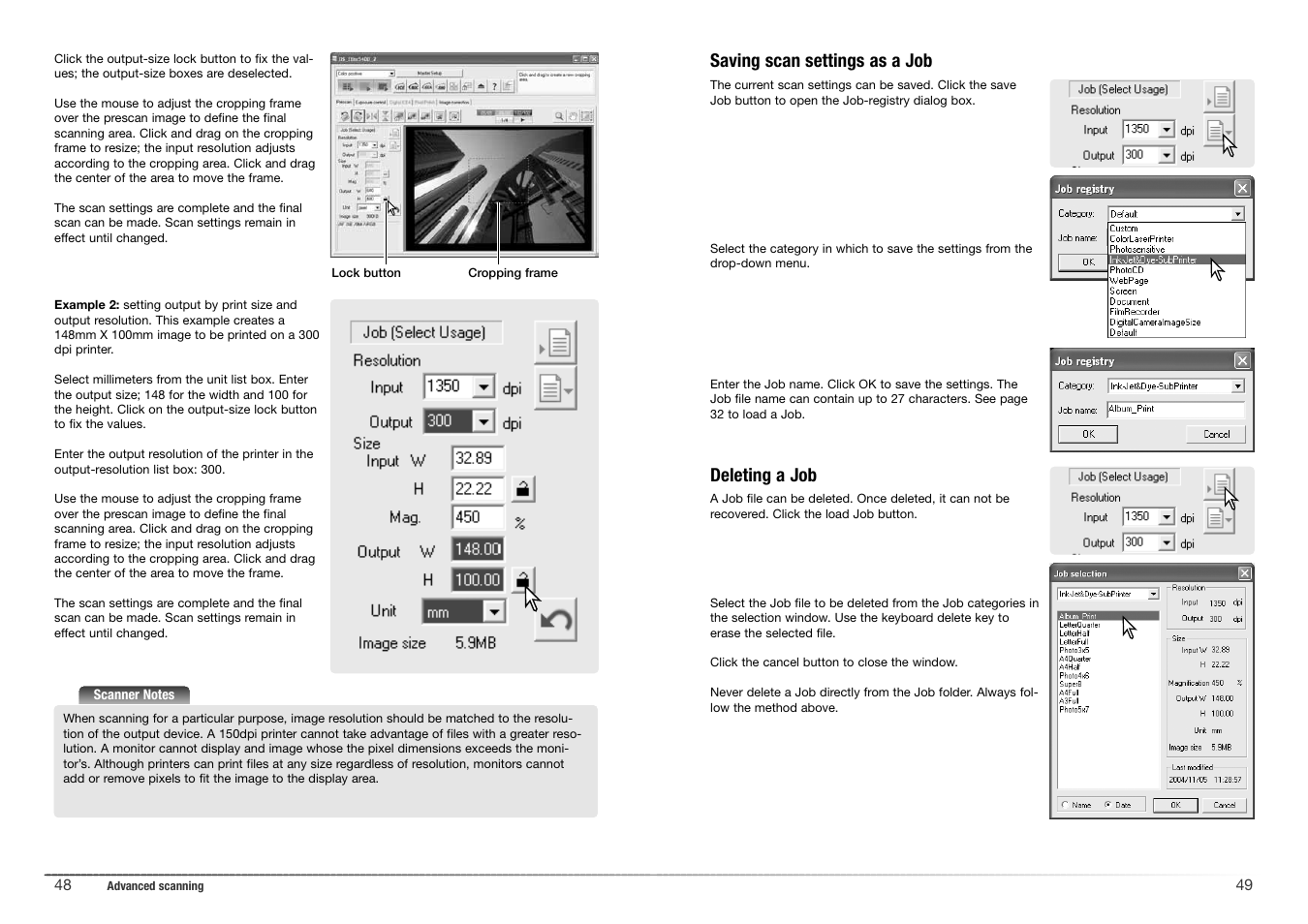 Saving scan settings as a job deleting a job | Konica Minolta 5400 II User Manual | Page 25 / 38