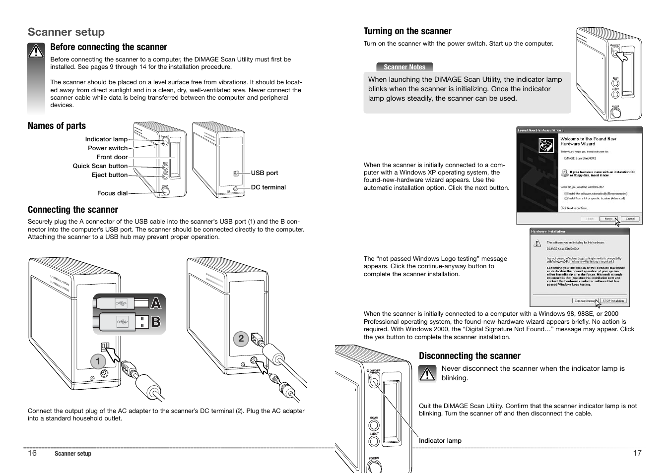 Scanner setup | Konica Minolta 5400 II User Manual | Page 9 / 38