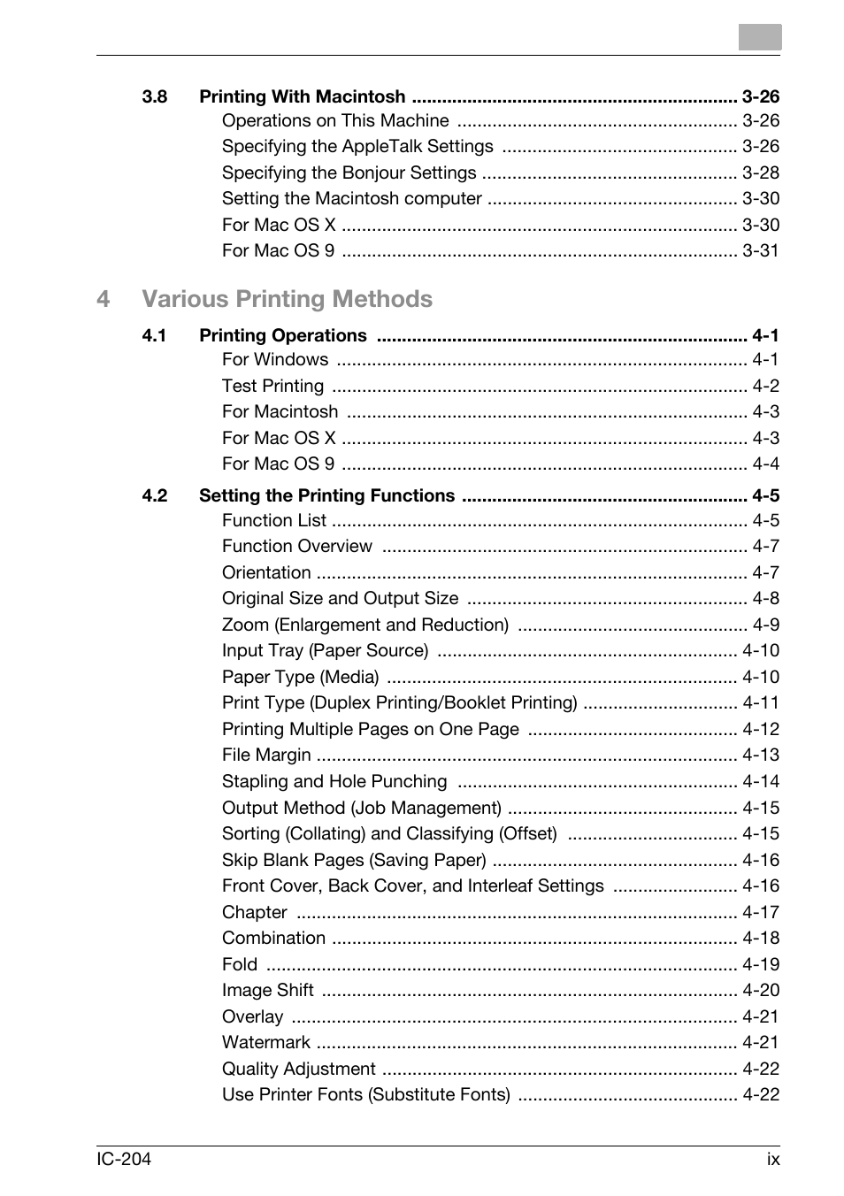 4various printing methods | Konica Minolta IC-204 User Manual | Page 10 / 130