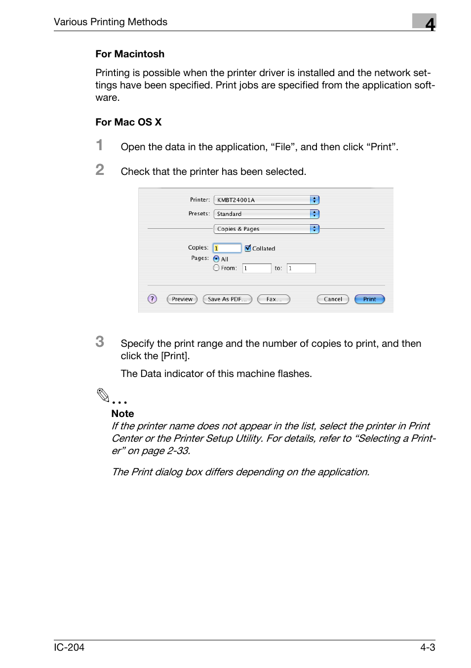 For macintosh -3, For mac os x -3 | Konica Minolta IC-204 User Manual | Page 100 / 130