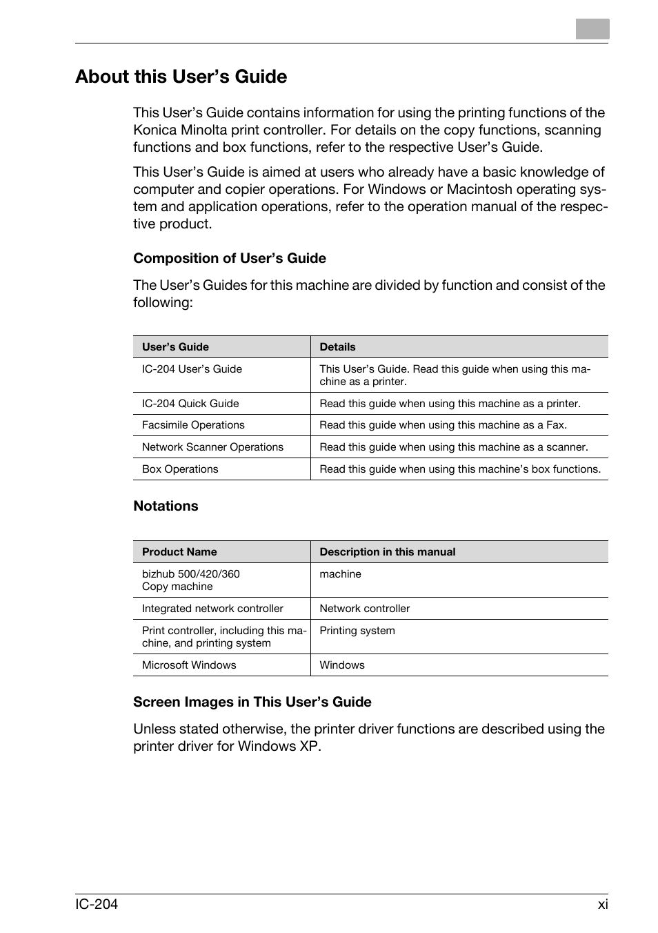About this user’s guide | Konica Minolta IC-204 User Manual | Page 12 / 130