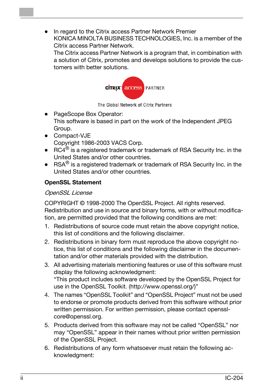 Konica Minolta IC-204 User Manual | Page 3 / 130