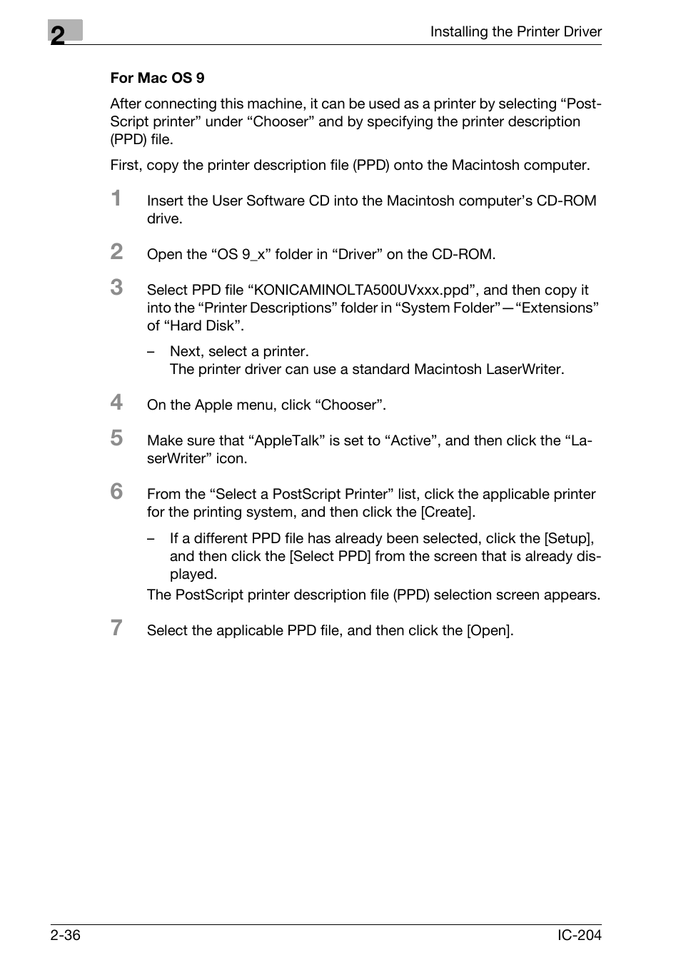 For mac os 9 -36 | Konica Minolta IC-204 User Manual | Page 61 / 130