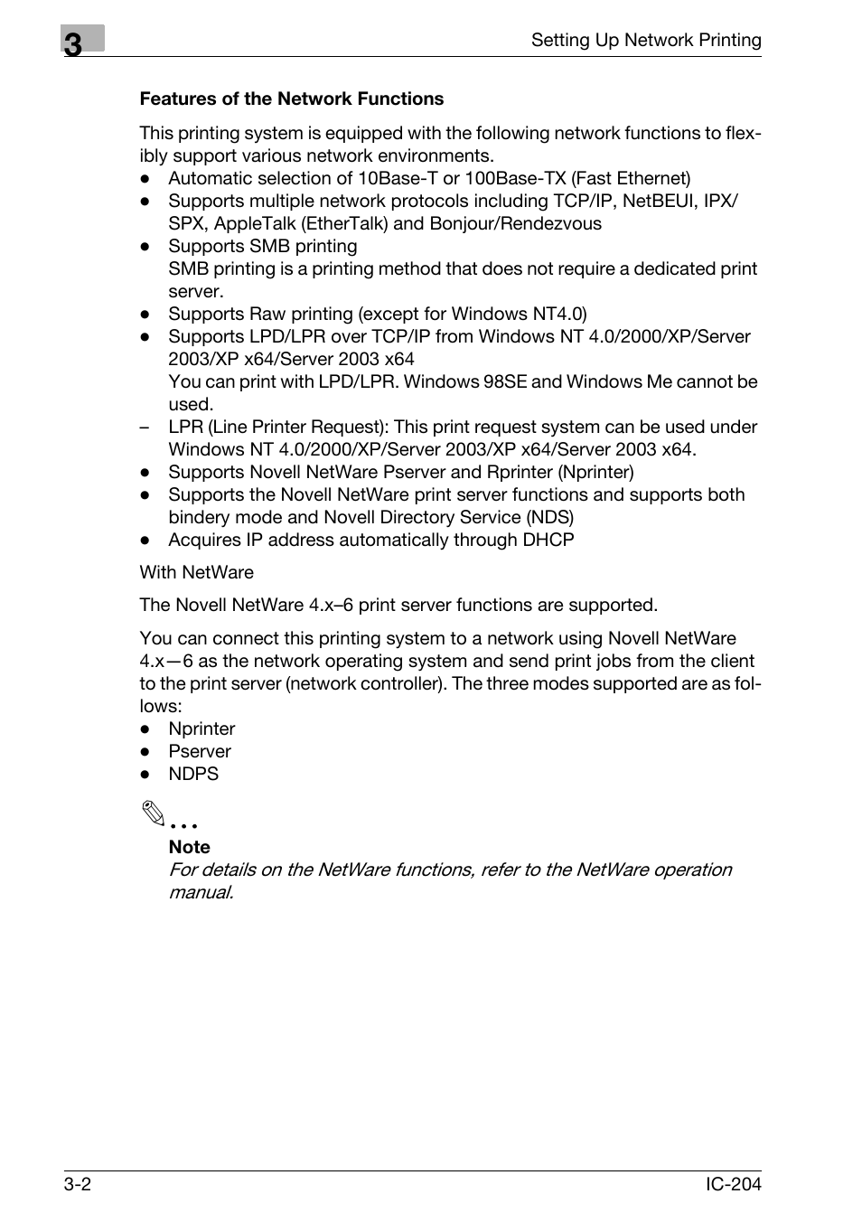 Features of the network functions -2 | Konica Minolta IC-204 User Manual | Page 67 / 130