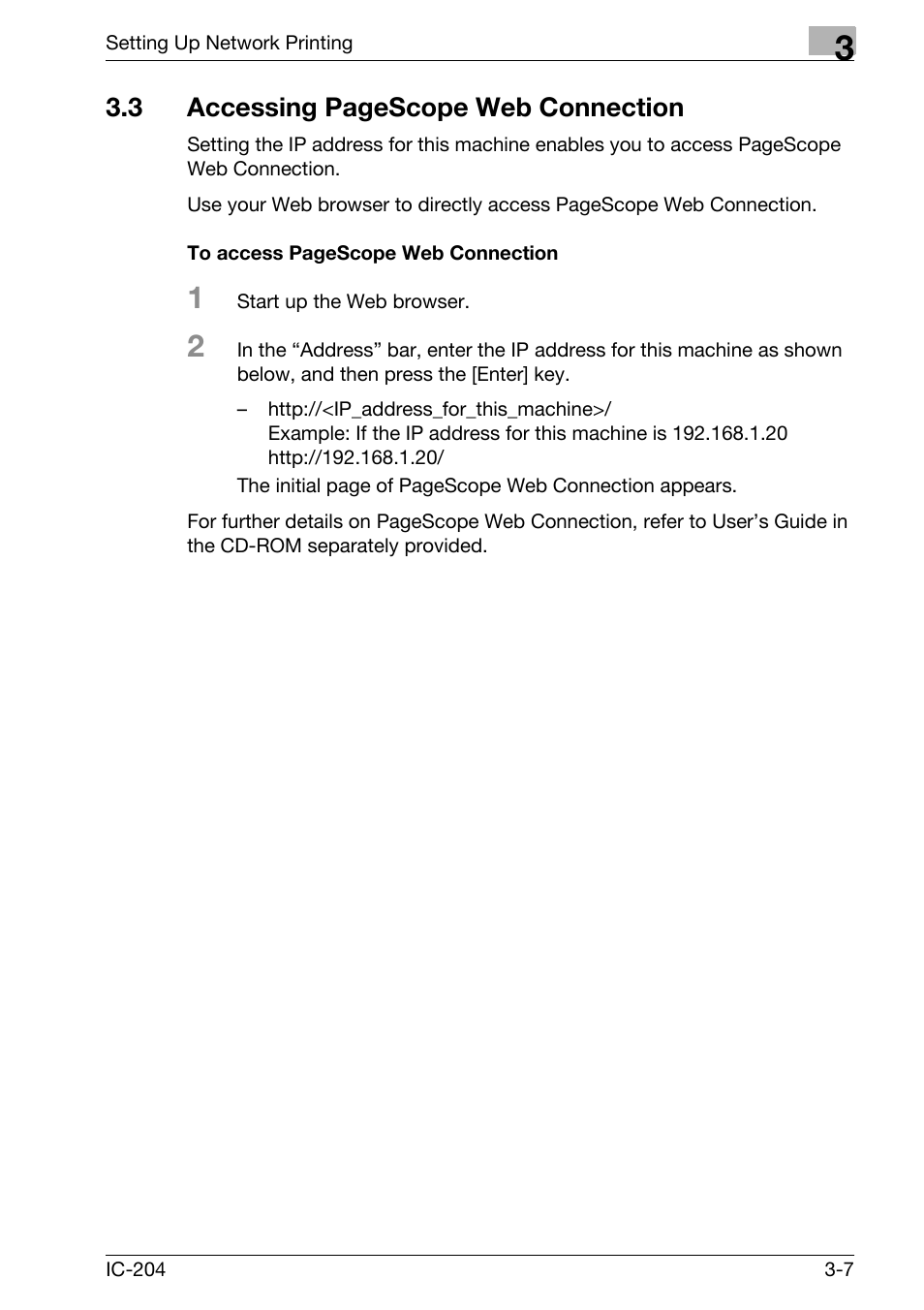 3 accessing pagescope web connection | Konica Minolta IC-204 User Manual | Page 72 / 130