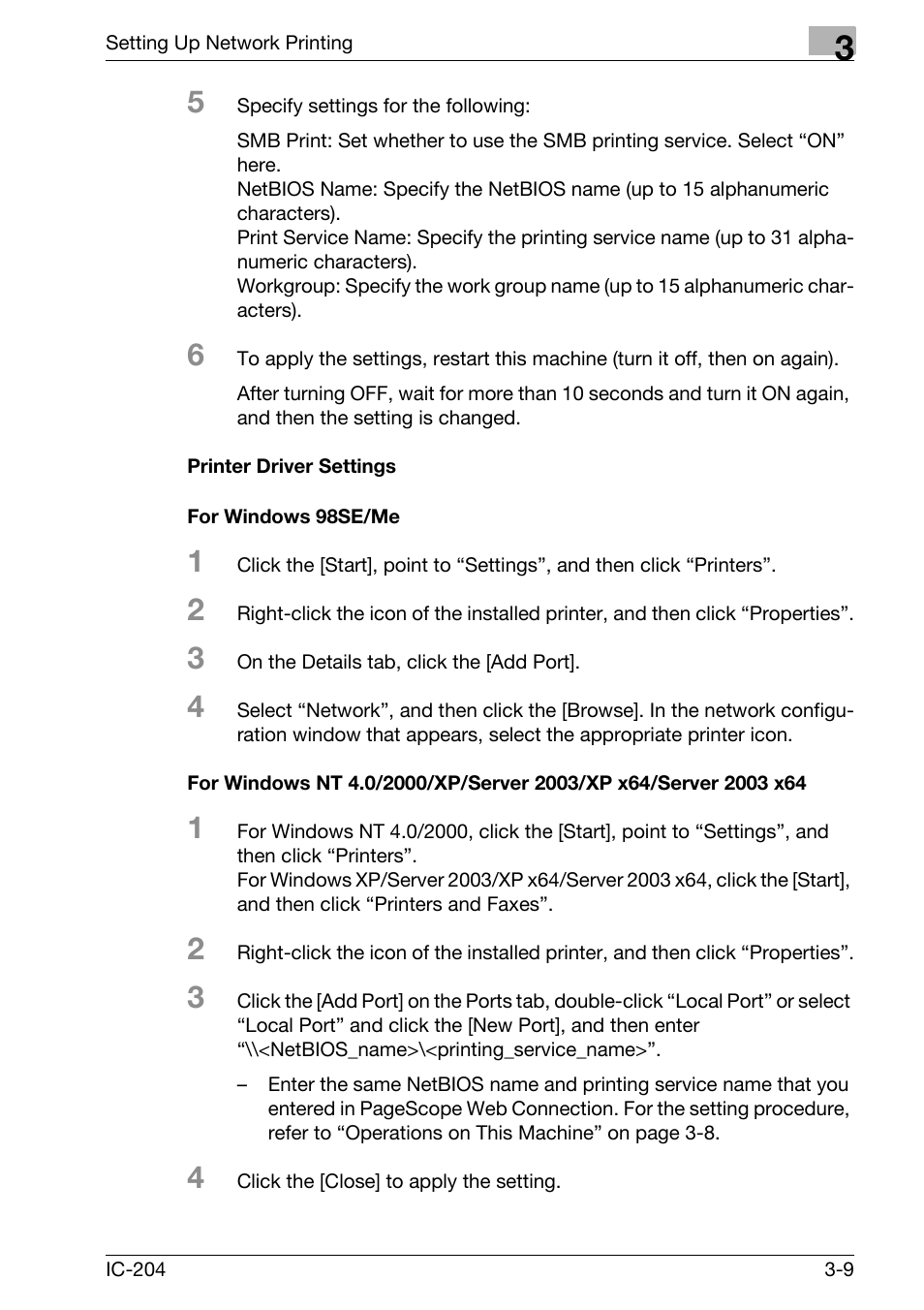 Server 2003/xp x64/server 2003 x64 -9 | Konica Minolta IC-204 User Manual | Page 74 / 130