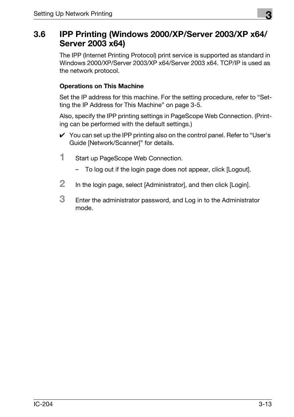 Ipp printing (windows 2000/xp | Konica Minolta IC-204 User Manual | Page 78 / 130