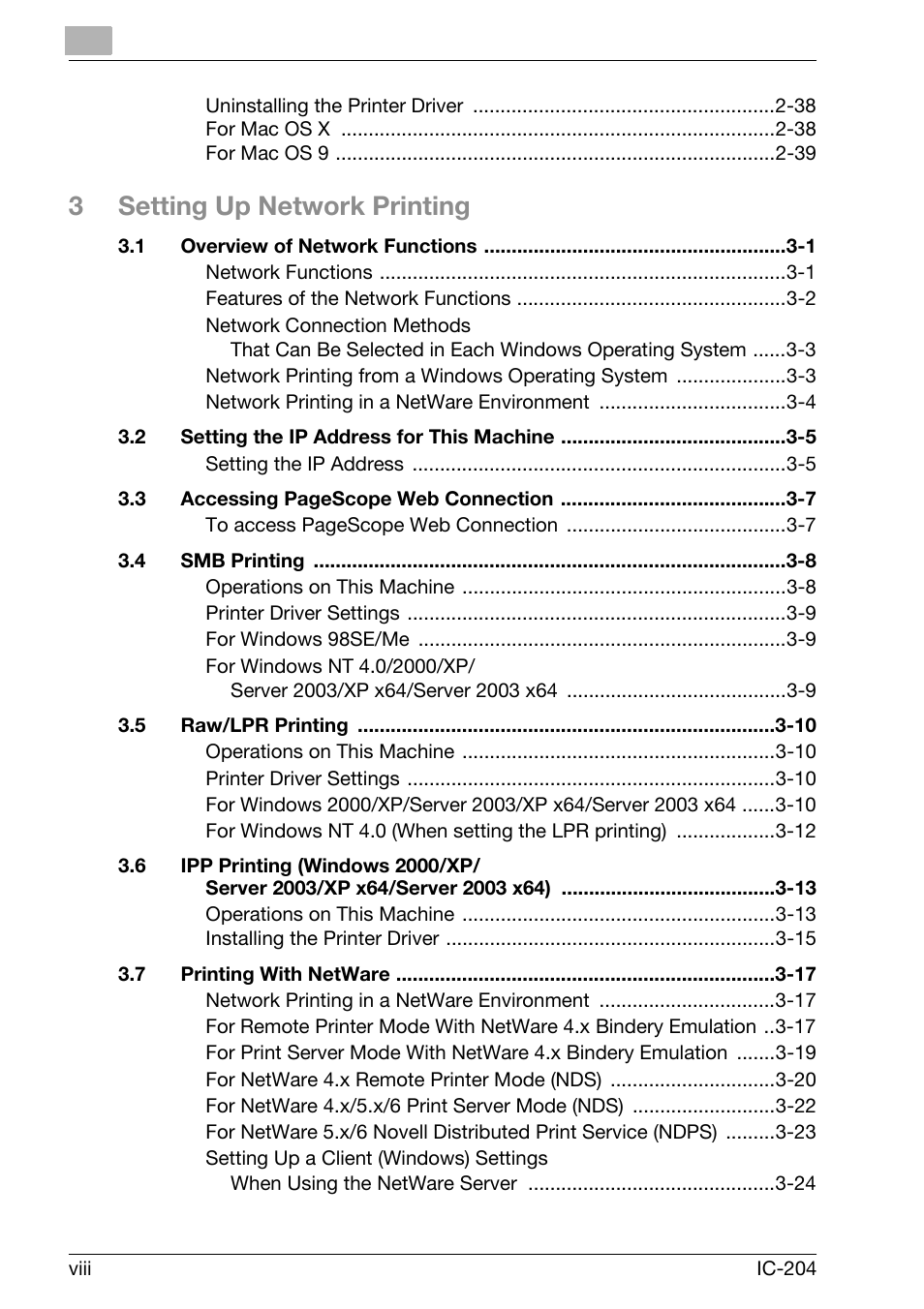 3setting up network printing | Konica Minolta IC-204 User Manual | Page 9 / 130