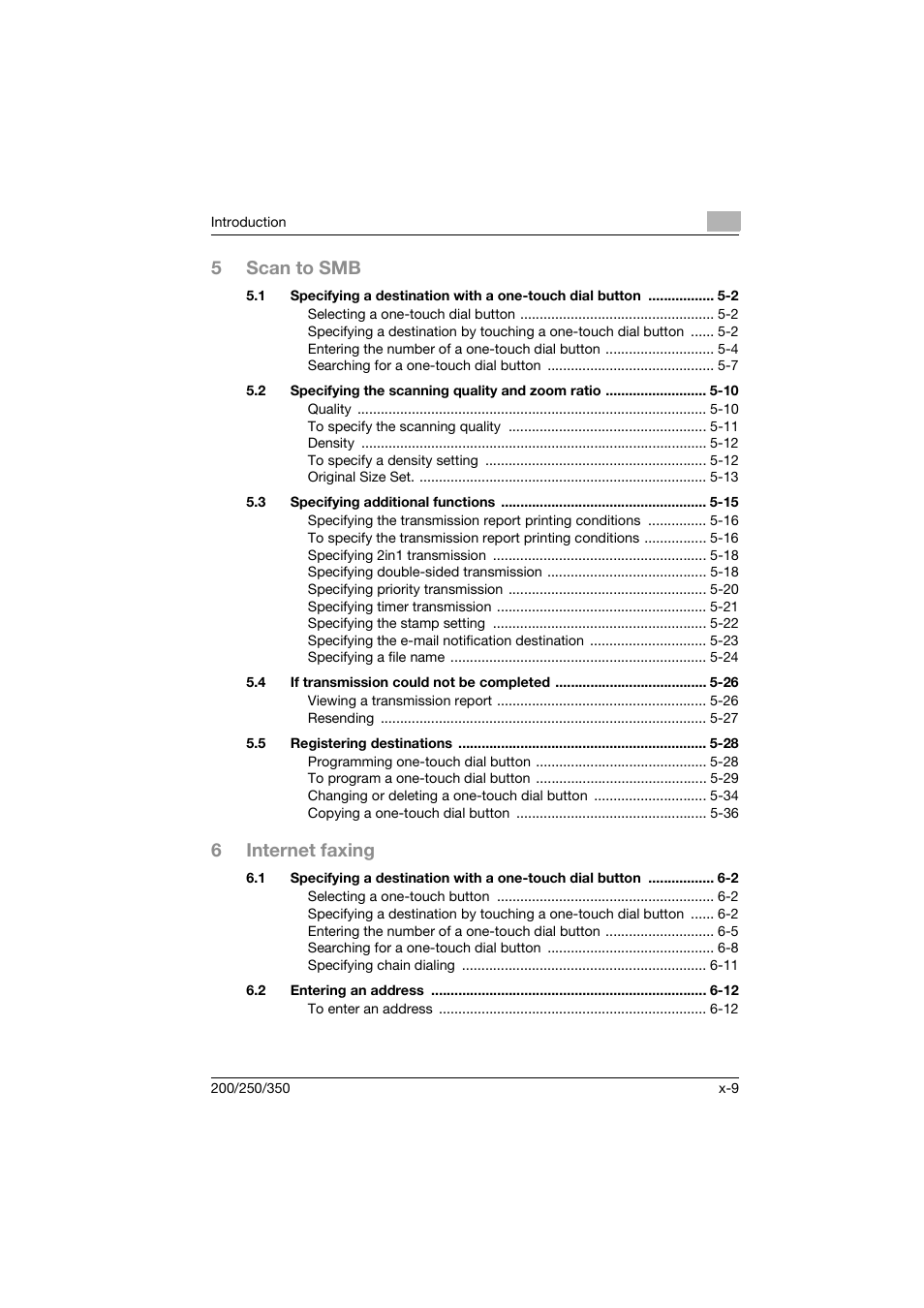 5scan to smb, 6internet faxing | Konica Minolta BP-200 User Manual | Page 10 / 468