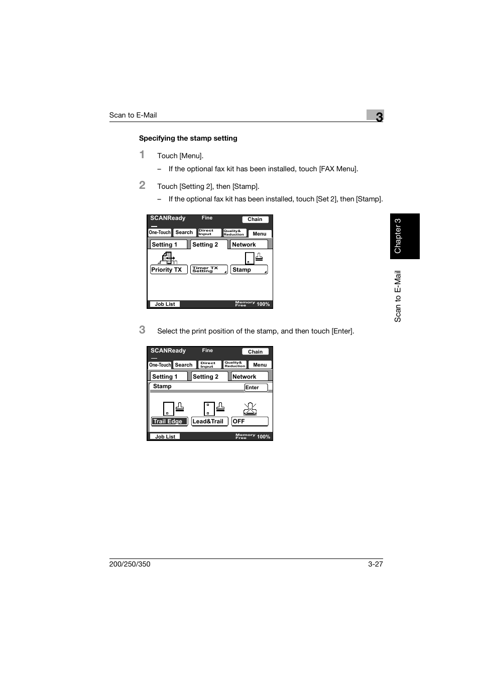 Specifying the stamp setting, Specifying the stamp setting -27 | Konica Minolta BP-200 User Manual | Page 120 / 468