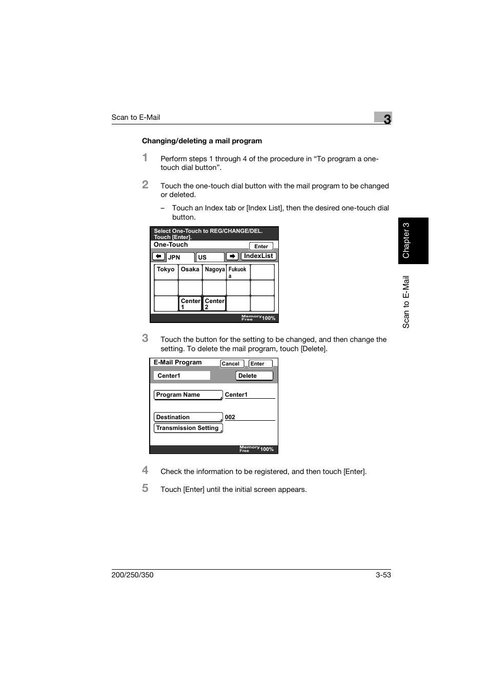 Changing/deleting a mail program, Changing/deleting a mail program -53 | Konica Minolta BP-200 User Manual | Page 146 / 468