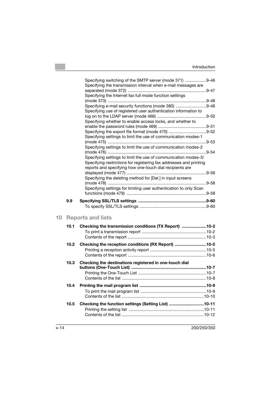 10 reports and lists | Konica Minolta BP-200 User Manual | Page 15 / 468