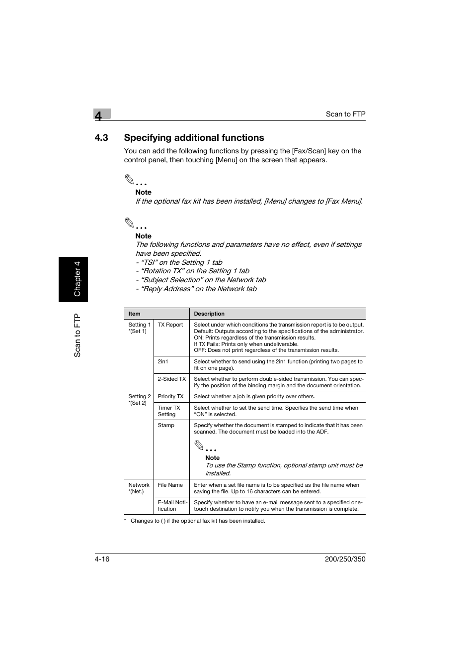 3 specifying additional functions, Specifying additional functions -16, P. 4-16) | Konica Minolta BP-200 User Manual | Page 163 / 468