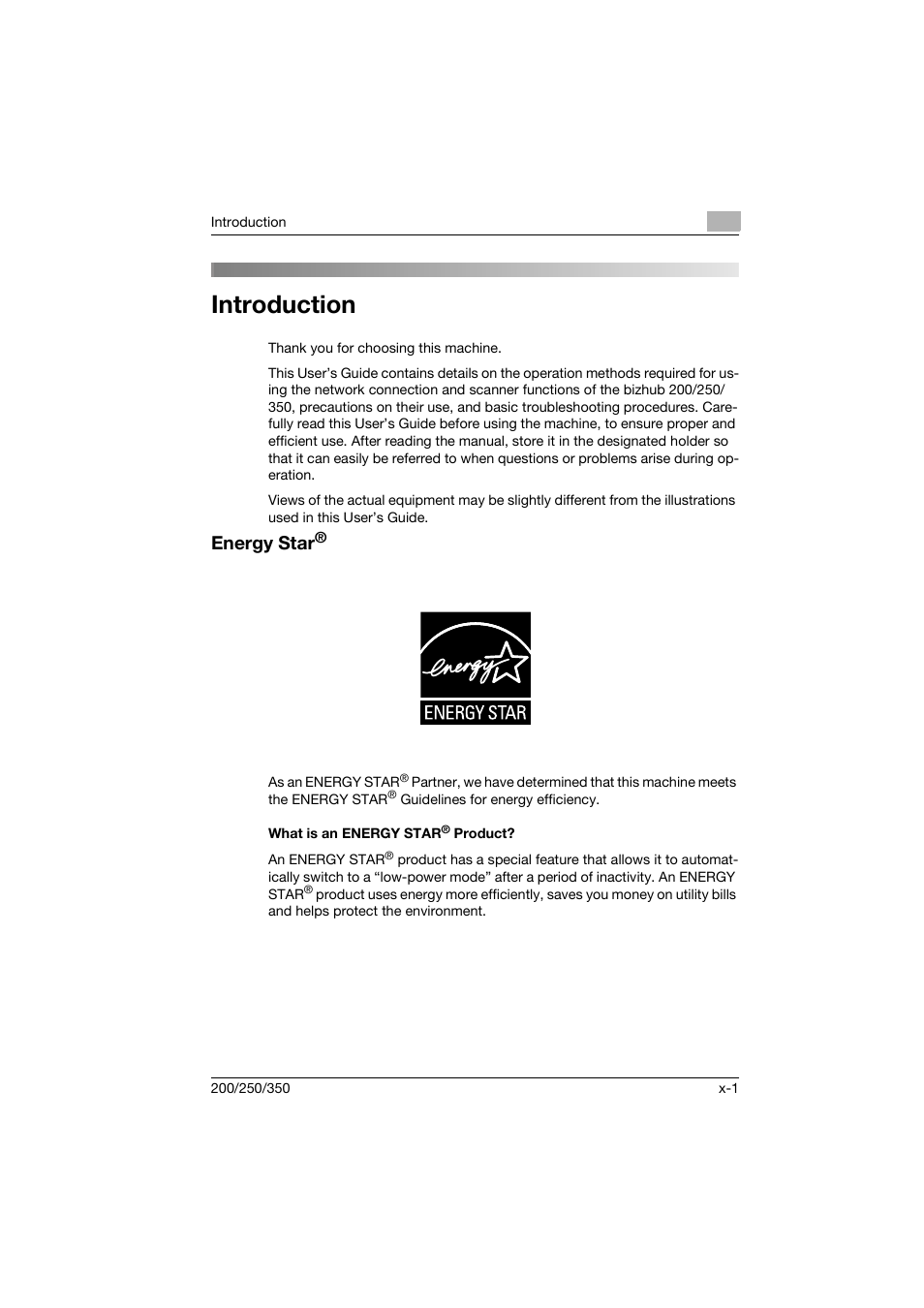 Introduction, Energy star, What is an energy star® product | Konica Minolta BP-200 User Manual | Page 2 / 468