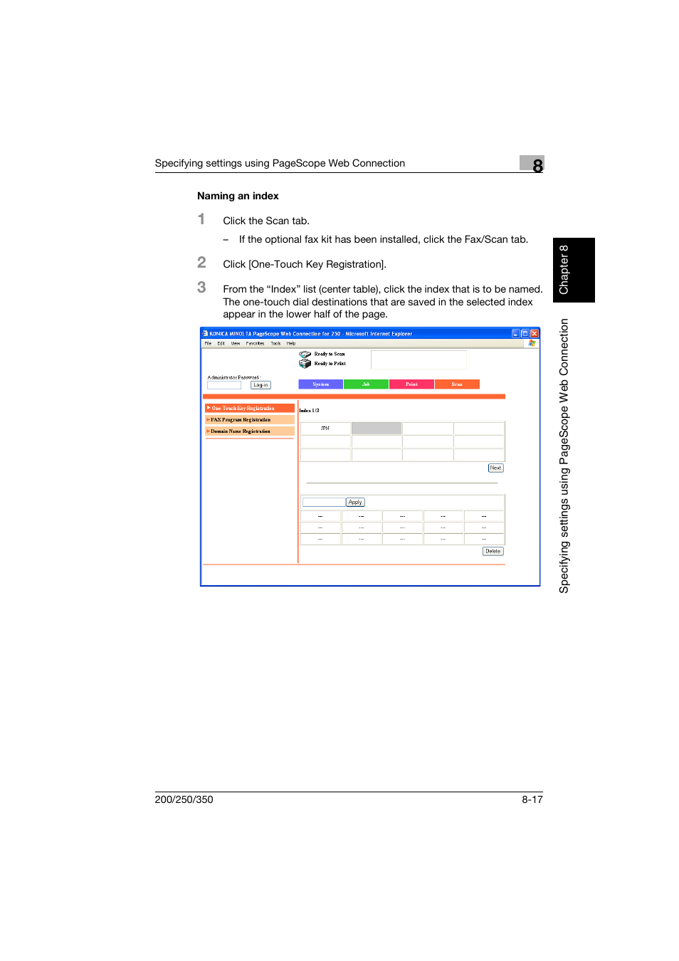 Naming an index, Naming an index -17 | Konica Minolta BP-200 User Manual | Page 296 / 468