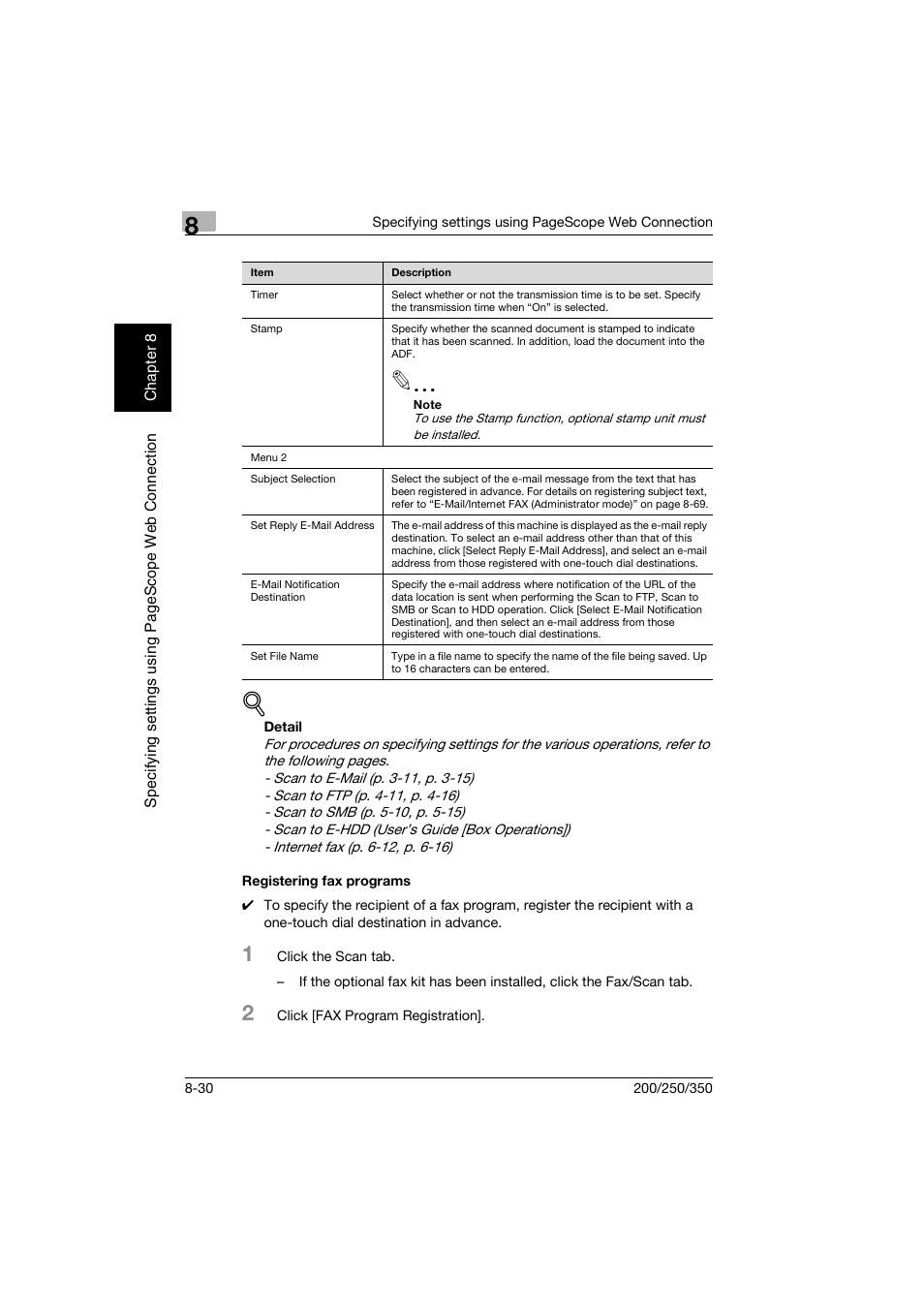 Registering fax programs, Registering fax programs -30 | Konica Minolta BP-200 User Manual | Page 309 / 468