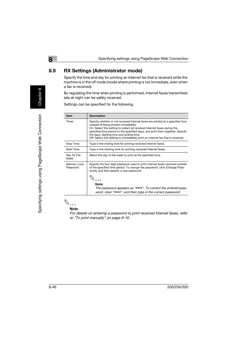9 rx settings (administrator mode), Rx settings (administrator mode) -46 | Konica Minolta BP-200 User Manual | Page 325 / 468