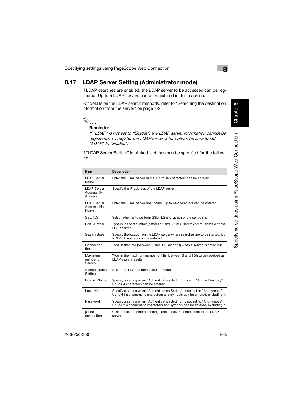 17 ldap server setting (administrator mode), Ldap server setting (administrator mode) -65 | Konica Minolta BP-200 User Manual | Page 344 / 468