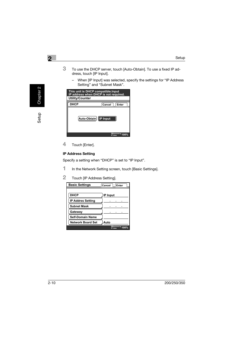Ip address setting, Ip address setting -10 | Konica Minolta BP-200 User Manual | Page 43 / 468