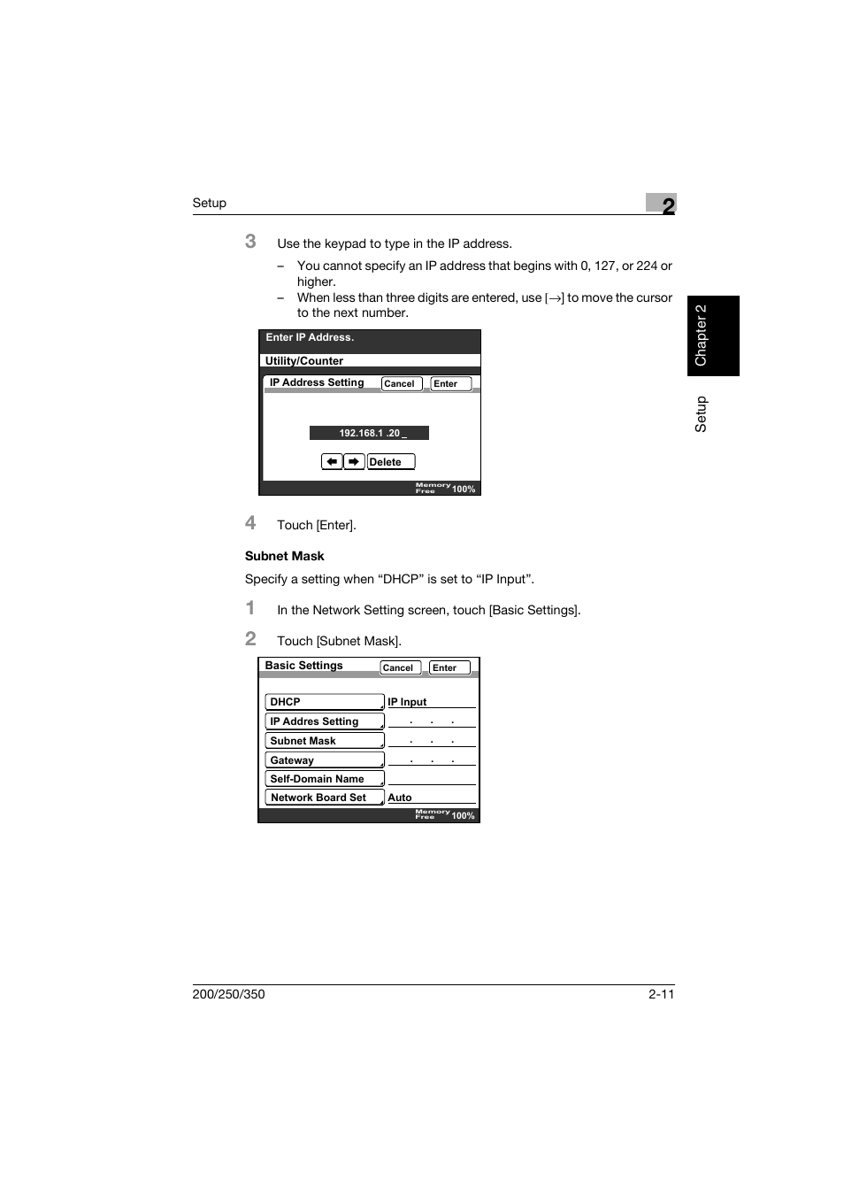 Subnet mask, Subnet mask -11 | Konica Minolta BP-200 User Manual | Page 44 / 468
