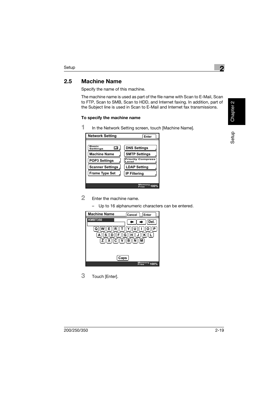 5 machine name, To specify the machine name, Machine name -19 | To specify the machine name -19 | Konica Minolta BP-200 User Manual | Page 52 / 468