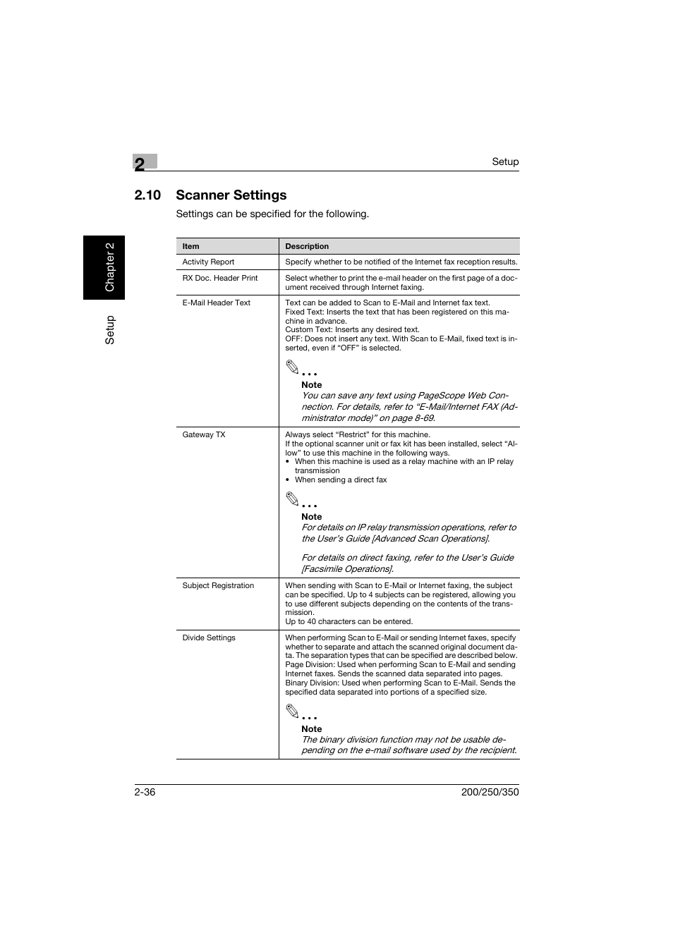 10 scanner settings, Scanner settings -36 | Konica Minolta BP-200 User Manual | Page 69 / 468