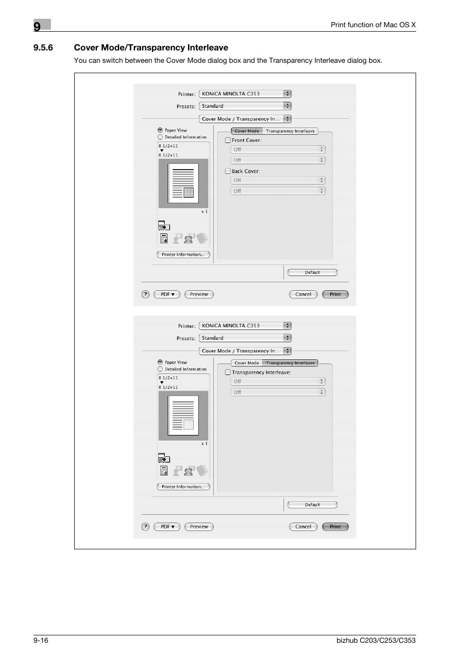 6 cover mode/transparency interleave, Cover mode/transparency interleave -16 | Konica Minolta BIZHUB C203 User Manual | Page 122 / 278