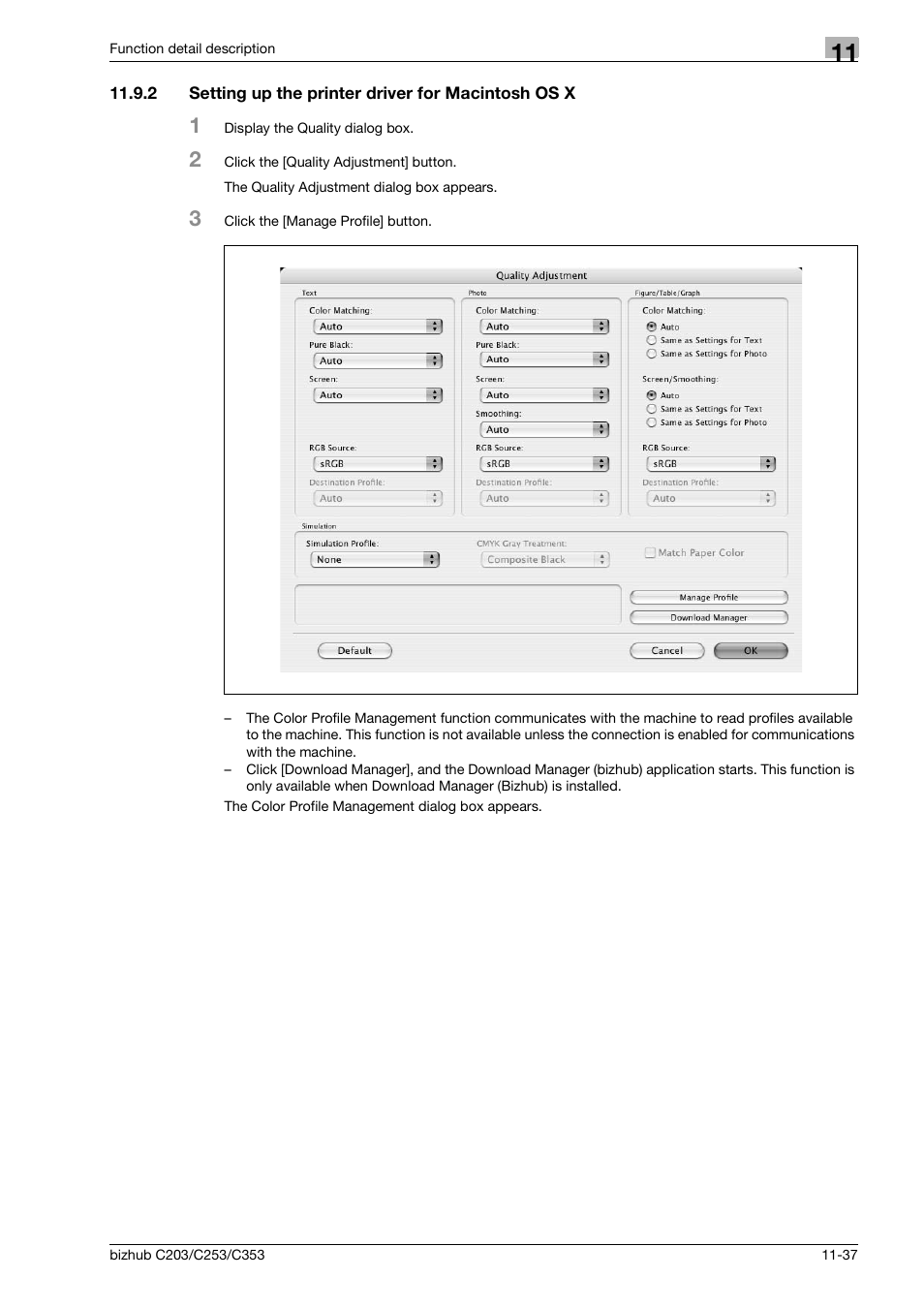 2 setting up the printer driver for macintosh os x | Konica Minolta BIZHUB C203 User Manual | Page 177 / 278