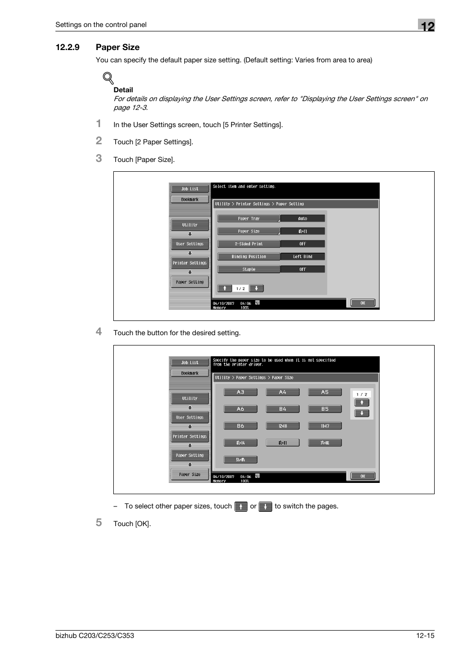 9 paper size, Paper size -15 | Konica Minolta BIZHUB C203 User Manual | Page 197 / 278