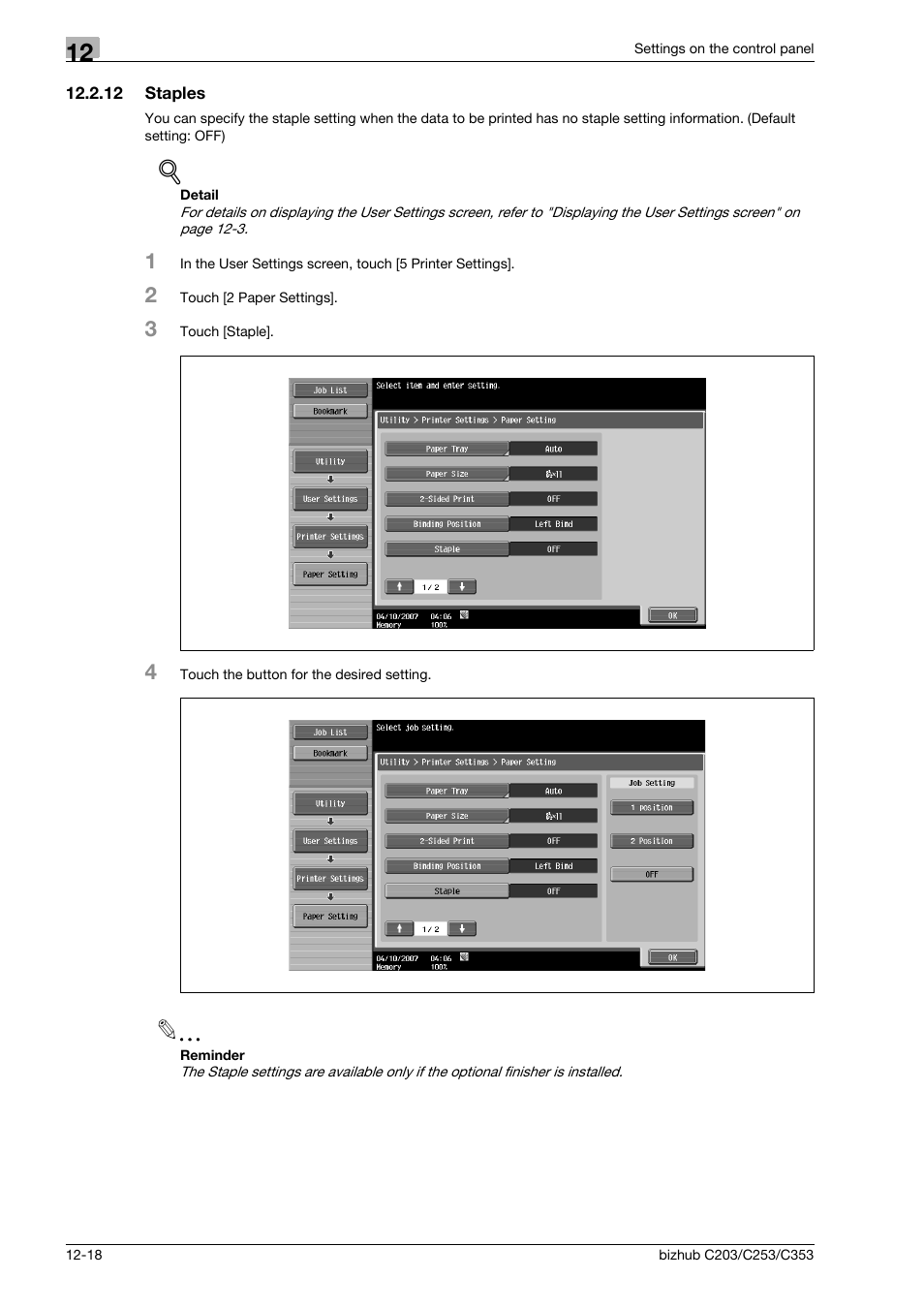 12 staples, Staples -18 | Konica Minolta BIZHUB C203 User Manual | Page 200 / 278