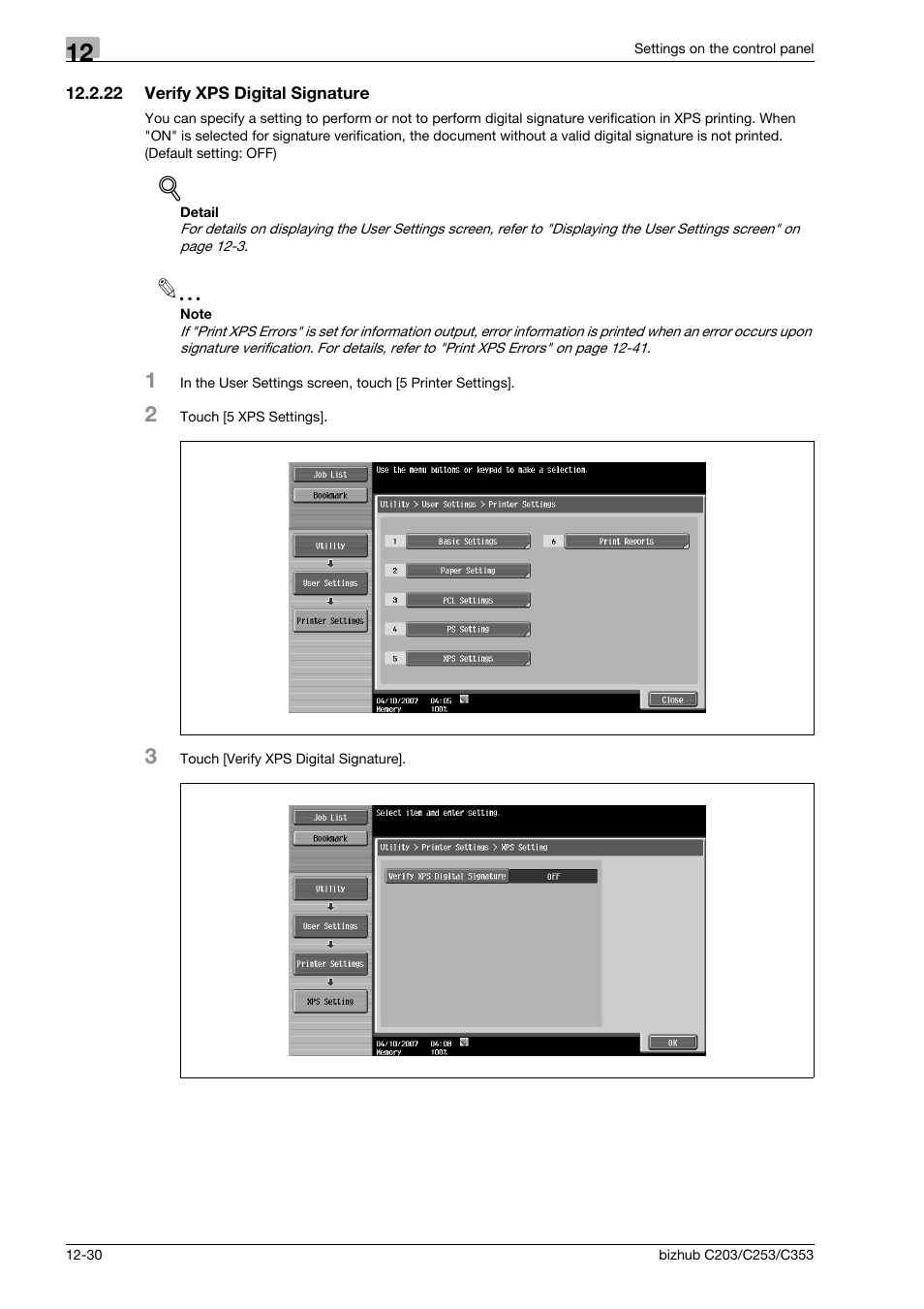 22 verify xps digital signature, Verify xps digital signature -30 | Konica Minolta BIZHUB C203 User Manual | Page 212 / 278