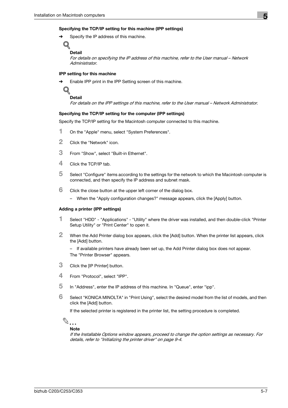 Ipp setting for this machine, Adding a printer (ipp settings) | Konica Minolta BIZHUB C203 User Manual | Page 67 / 278