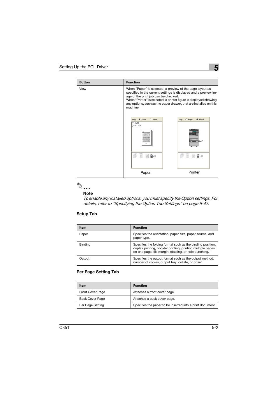 Setup tab | Konica Minolta BIZHUP C351 User Manual | Page 103 / 318