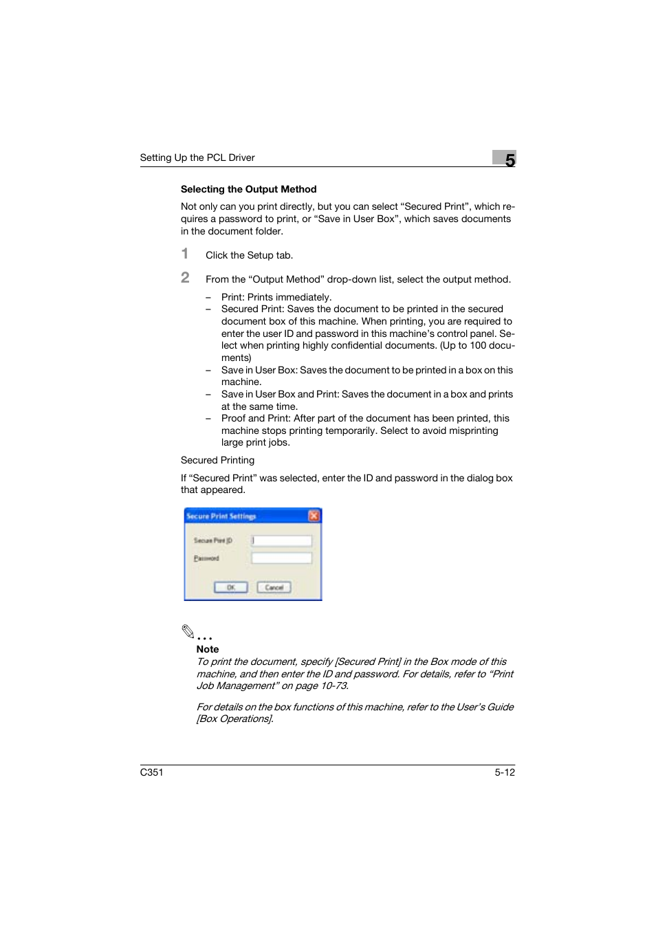 Selecting the output method | Konica Minolta BIZHUP C351 User Manual | Page 113 / 318