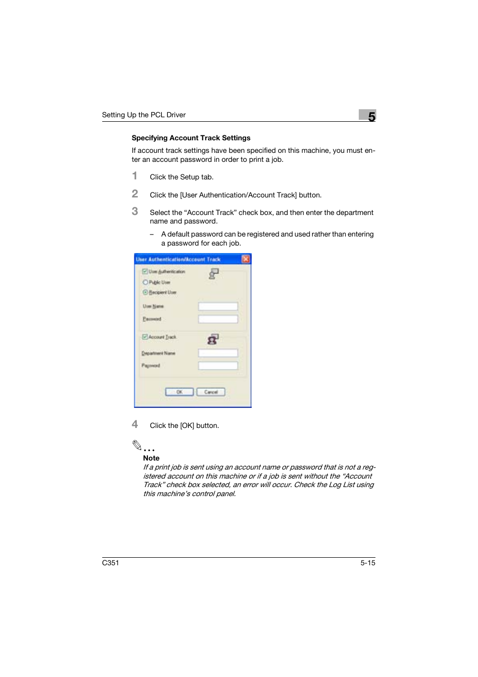 Specifying account track settings | Konica Minolta BIZHUP C351 User Manual | Page 116 / 318