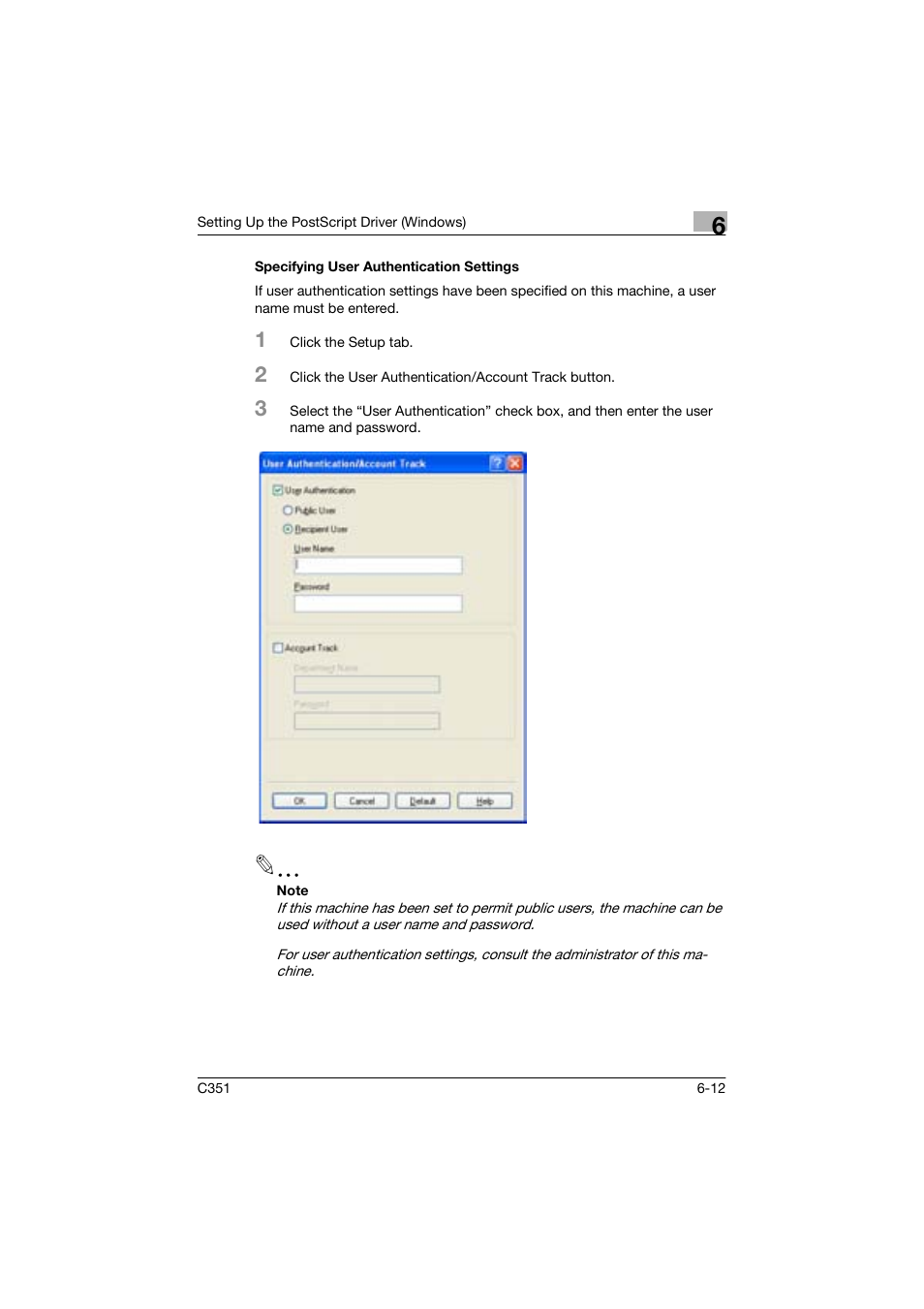 Specifying user authentication settings | Konica Minolta BIZHUP C351 User Manual | Page 157 / 318