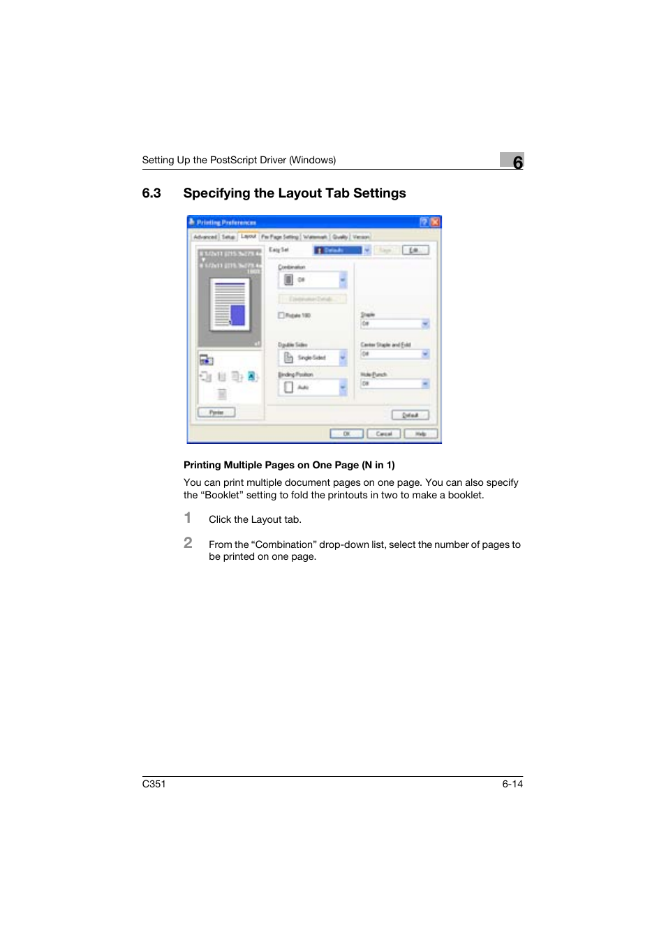 3 specifying the layout tab settings | Konica Minolta BIZHUP C351 User Manual | Page 159 / 318