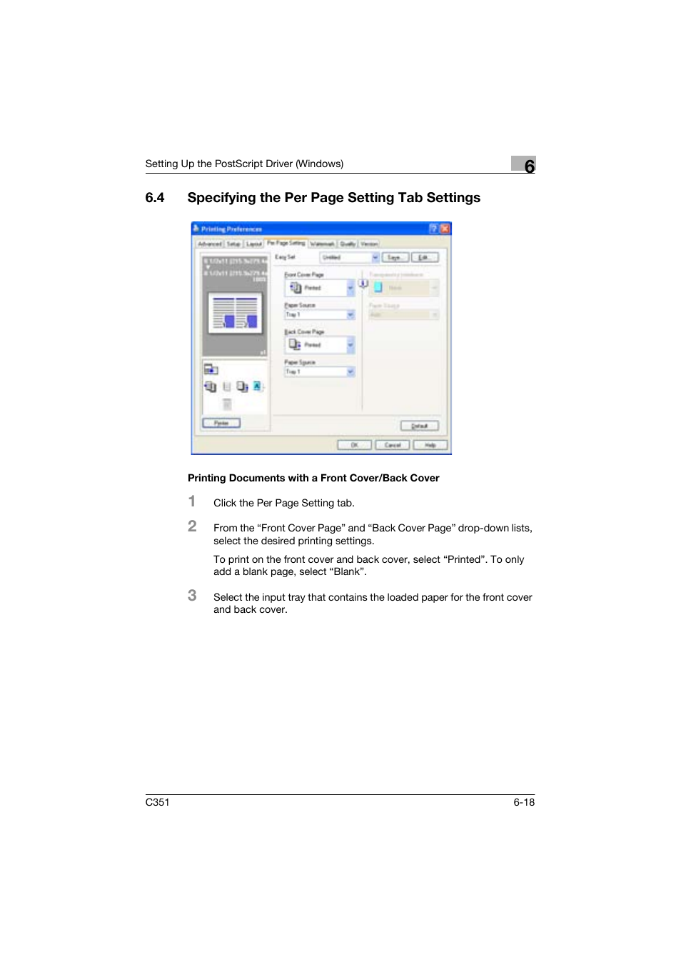Printing documents with a front cover/back cover | Konica Minolta BIZHUP C351 User Manual | Page 163 / 318